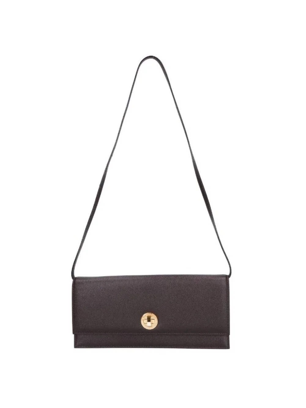 Bvlgari Leather Turnlock Wide Shoulder Bag